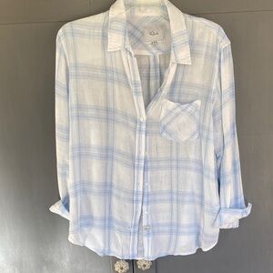 Rails Light Blue and White Checkered Shirt medium not perfect